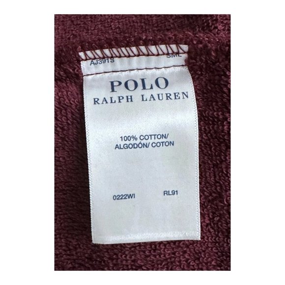 Polo Ralph Lauren Men's Terry Velour Robe Size S/M Classic Wine Big Pony Logo - Picture 5 of 6